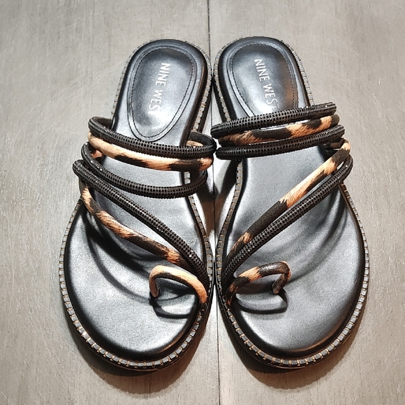 Nine West Shoes - Nine West Black and Tan Women's Sandals 8.5 8 1/2